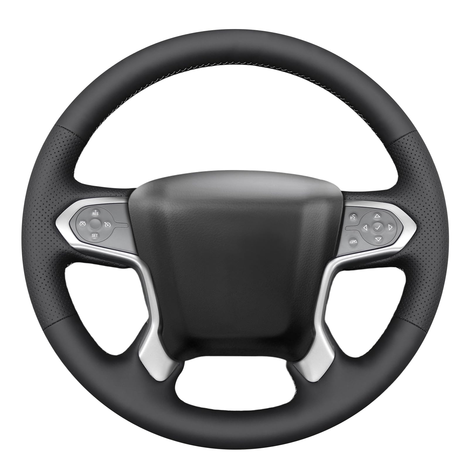 MEWANT DIY Stitching Steering Wheel Wrap Cover for Chevrolet Silverado 1500 2014-2018/Suburban 2015-2020/Tahoe 2015-2020/Silverado (2500/3500)/