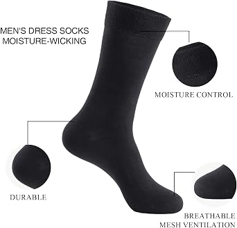 J-BOX Men's Cotton Dress Socks, Athletic Crew Socks for Men, Classic Plain Colors, 3-6-8 Pairs