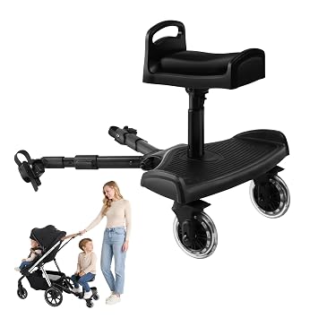 Beberoad Love Universal Stroller Board with Detachable Seat, 2 in 1 Sit and Stand Stroller Glider Board Rider Board Buggy Borad for Most Strollers, Holds Children Up to 45lbs