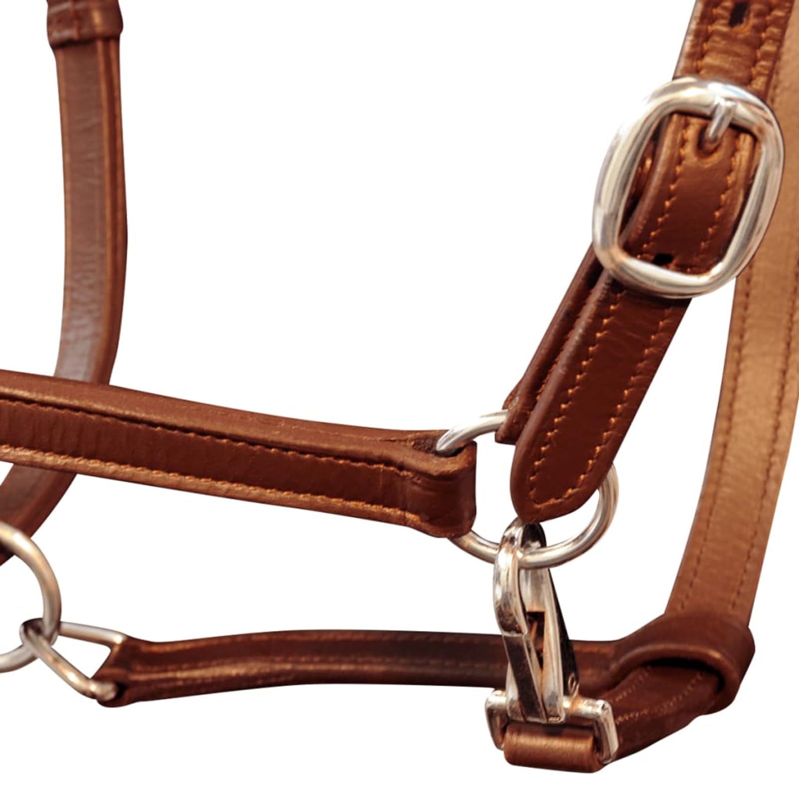 Brokky Cavezza testiera Cuoio Naturale Regolabile per stalla Marrone Cavallo|