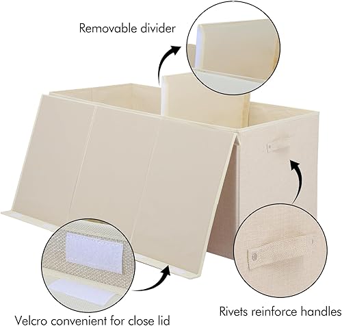 Miniatura 19 de popoly Caja de juguetes grande con tapa abatible, contenedor plegable para niños, niñas, guardería, sala de juegos, 25 x 13 x 16 pulgadas (rosa