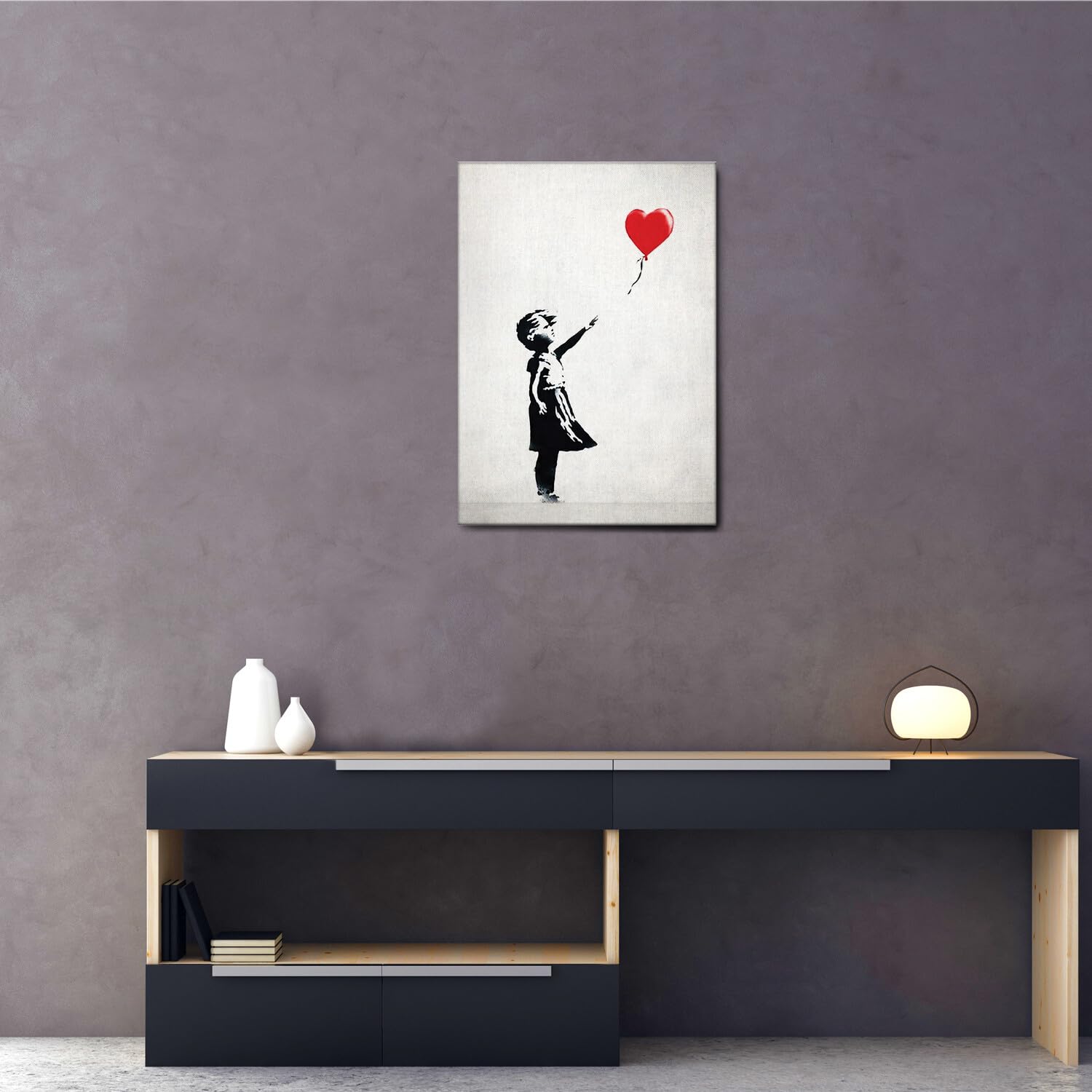 Giallobus - Quadro - Banksy - Bimba Palloncino Cuore Rosso - Tela Canvas Telaio Standard - 50x70 - Pronto Da Appendere - Quadri Moderni Per La Casa : Banksy - Foto 6