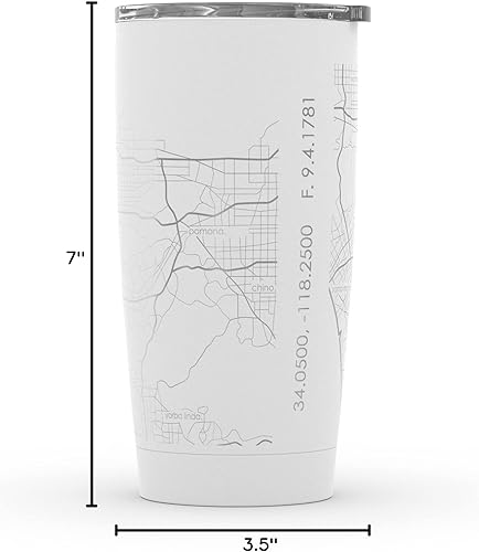 Vista 24 de Well Told Vaso de café aislado con diseño de mapa de Nueva York grabado, taza de acero inoxidable grabada (20 onzas, negro) con aislamiento de mapa