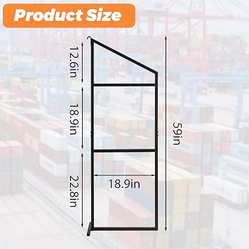 4 PCS Shipping Container Shelving Brackets, 59 H x 20.5 D Steel Shelf Brackets, 3-Tier Containers Storage Shelves for Containers, Easy to Install & Remove