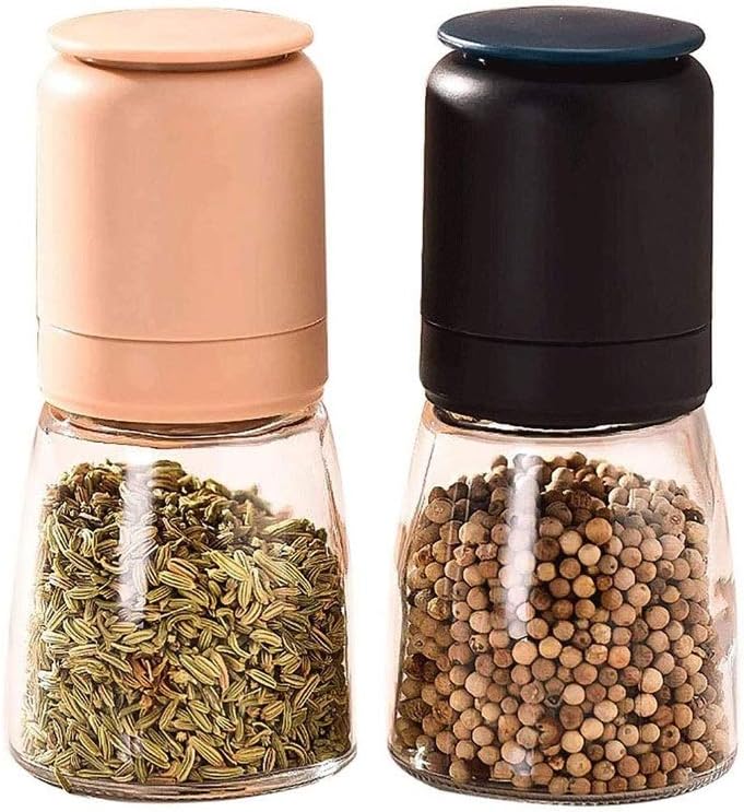 Salt and Pepper Grinder Set - Adjustable Ceramic Sea Salt Grinder & Pepper Grinder - Salt and Pepper Shakers - Pepper Mill & Salt