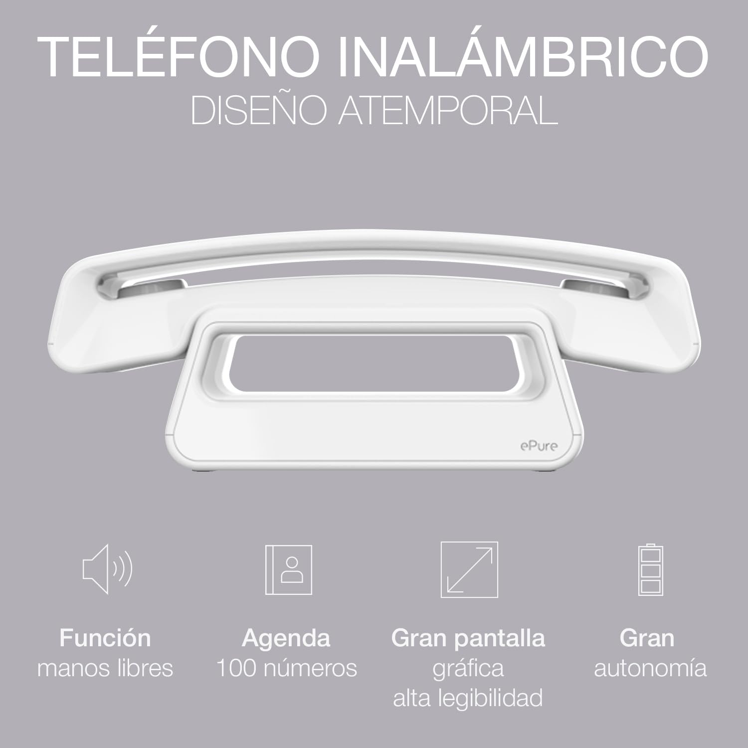 ALCATEL Epure Iconic - Teléfono Inalámbrico DECT - Diseño Vintage - Gran Pantalla Gráfica Altamente Legible - Manos Libres - Bloqueo de Llamadas - Blanco — view 2
