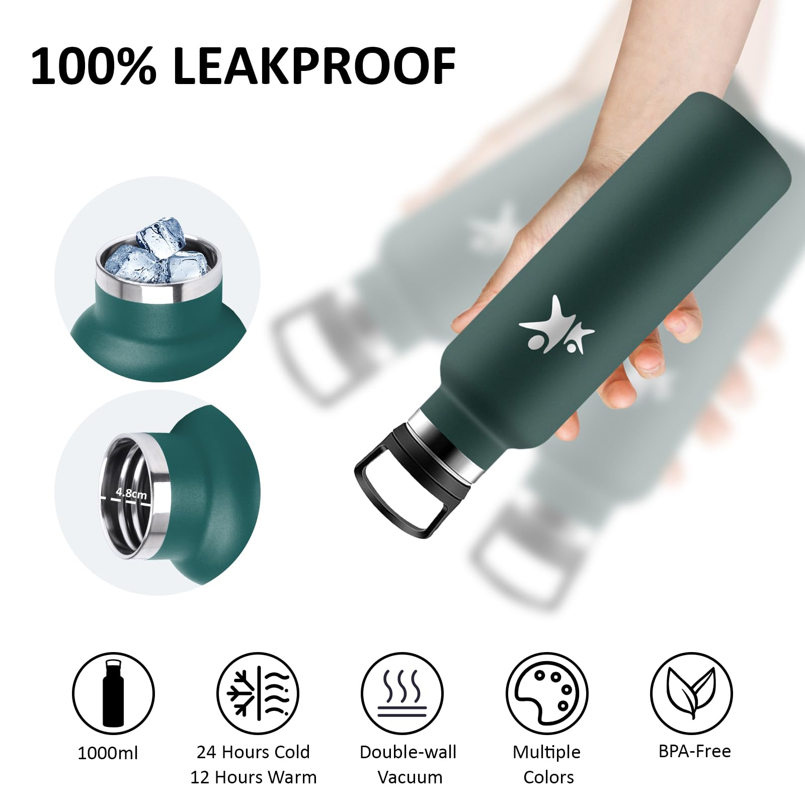 Borraccia Termica, Bottiglia Termica 750ml, Senza BPA, Bottiglia Termica Con filtro e Cannuccia, Borraccia Sportiva, Senza Perdite, Borracce per Campeggio, Viaggio, Fitness, Palestra, Escursionismo