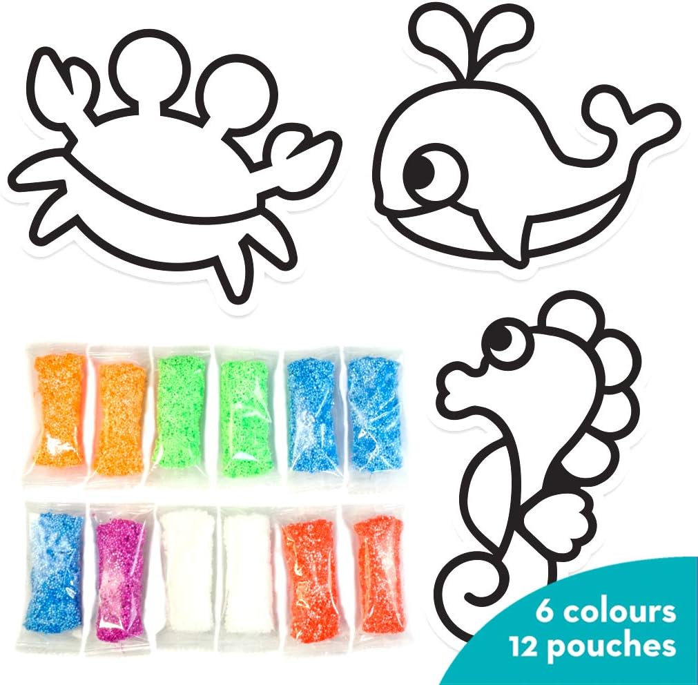 Imagimake Fleximos Aqua World DIY Window Art – Dotz Multi-Colour Air Dry Clay Art Playset - for Girls and Boys 3 Years+