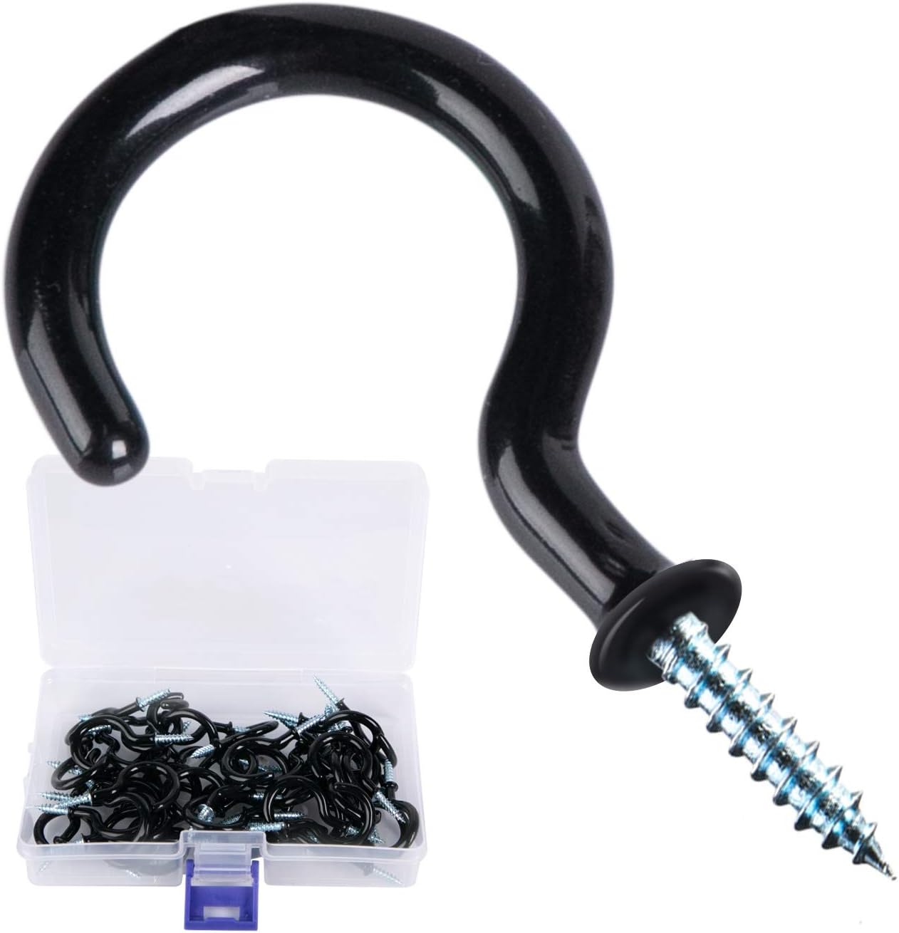Brightown 50 Pack Ceiling Hooks 1-1/4inch Plants Hooks Screw-in Wall Hooks, Cup Hooks Vinyl Coated Kitchen Hooks for Outdoor and Indoor Use (50 PCS)