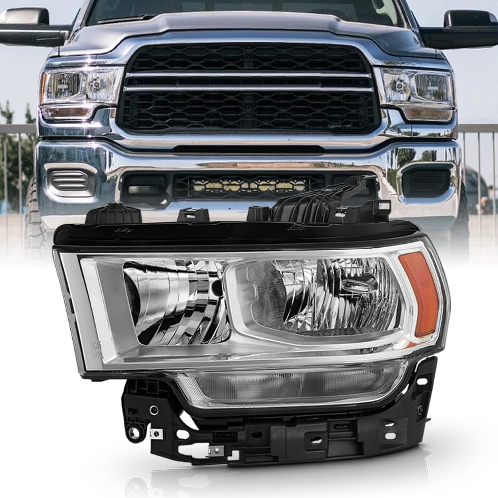 KEEKPO - For 2019 2020 2021 2022 2023 2024 Ram 2500 3500 Halogen Type Chrome Headlight Headlamp Replacement Driver Side