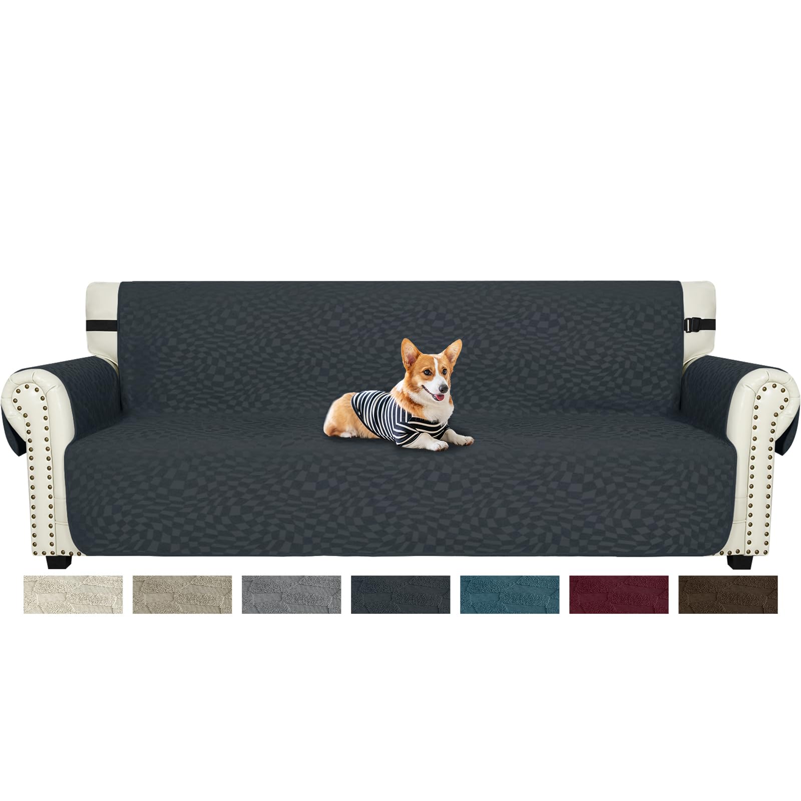 Ystyle Sofa Cover, 4 Seater Sofa Protector, Anti Dogs and Cats, Dust and Stain Resistant, Non-Slip, Dark Grey Global Recycled Standard Global Recycled Standard Global Recycled Standard