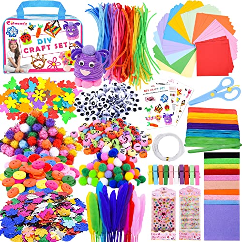 colmanda Kit Manualidades Niños, 1700+Pipe Cleaners Crafts Set, Juego Creativo Regalo Incluye Limpiadores, Pompoms Wiggle Eyes, Juego Manualidades, Bricolaje Arte Manualidades Creativas Decoraciones Cover