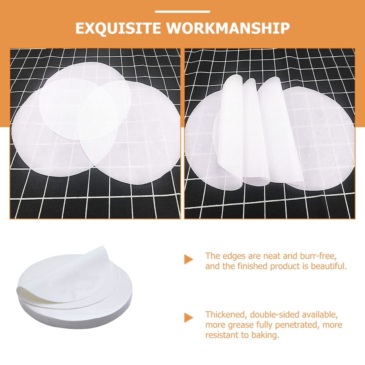 MAGICLULU Runde Backpapier Zuschnitte 500 Blatt Antihaftbeschichtet Hitzebeständig und Fettabweisend für Backen und Grillen