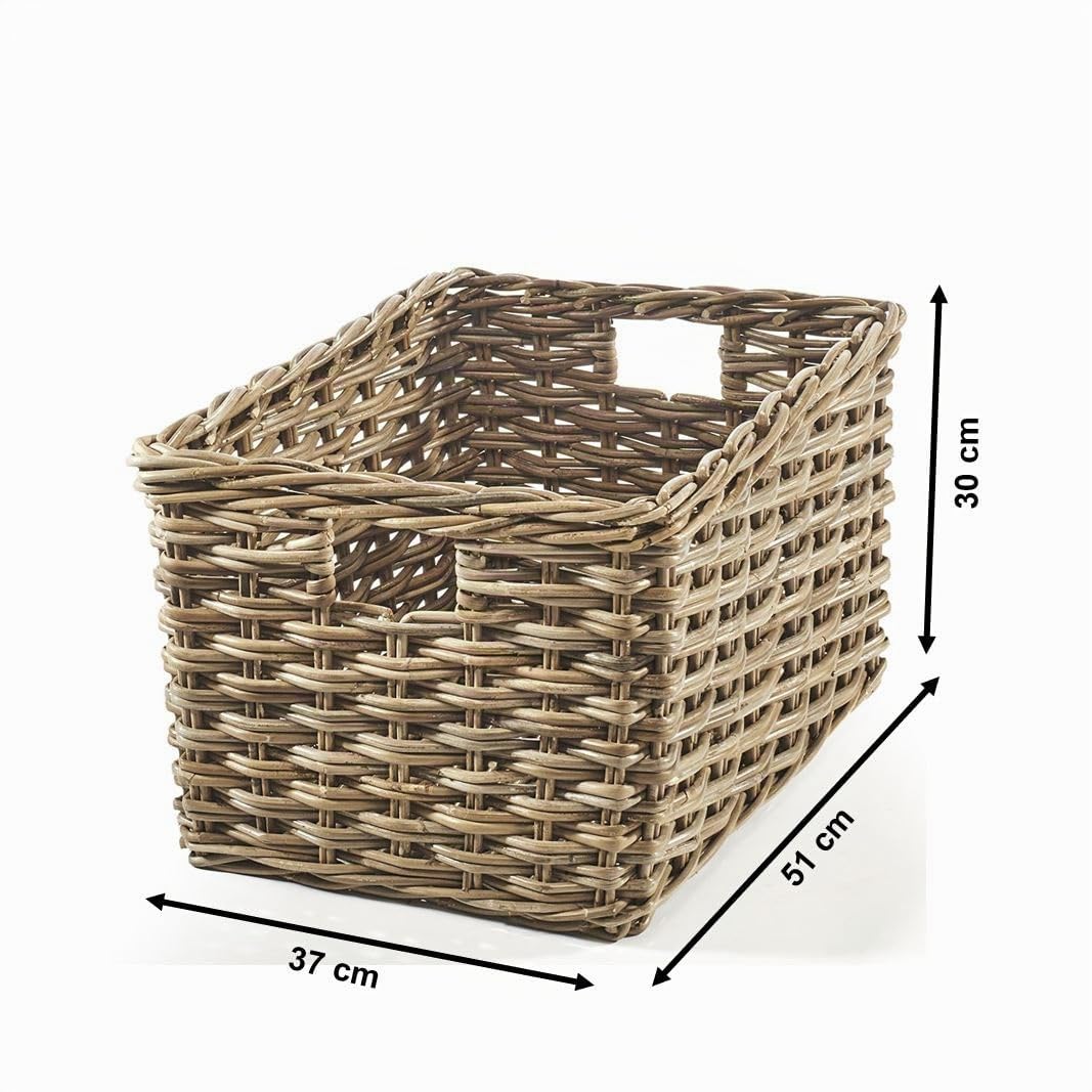 Kobolo Rattankorb eckig Gr. L Aufbewahrungskorb 51x37x30 cm Kubu Grey