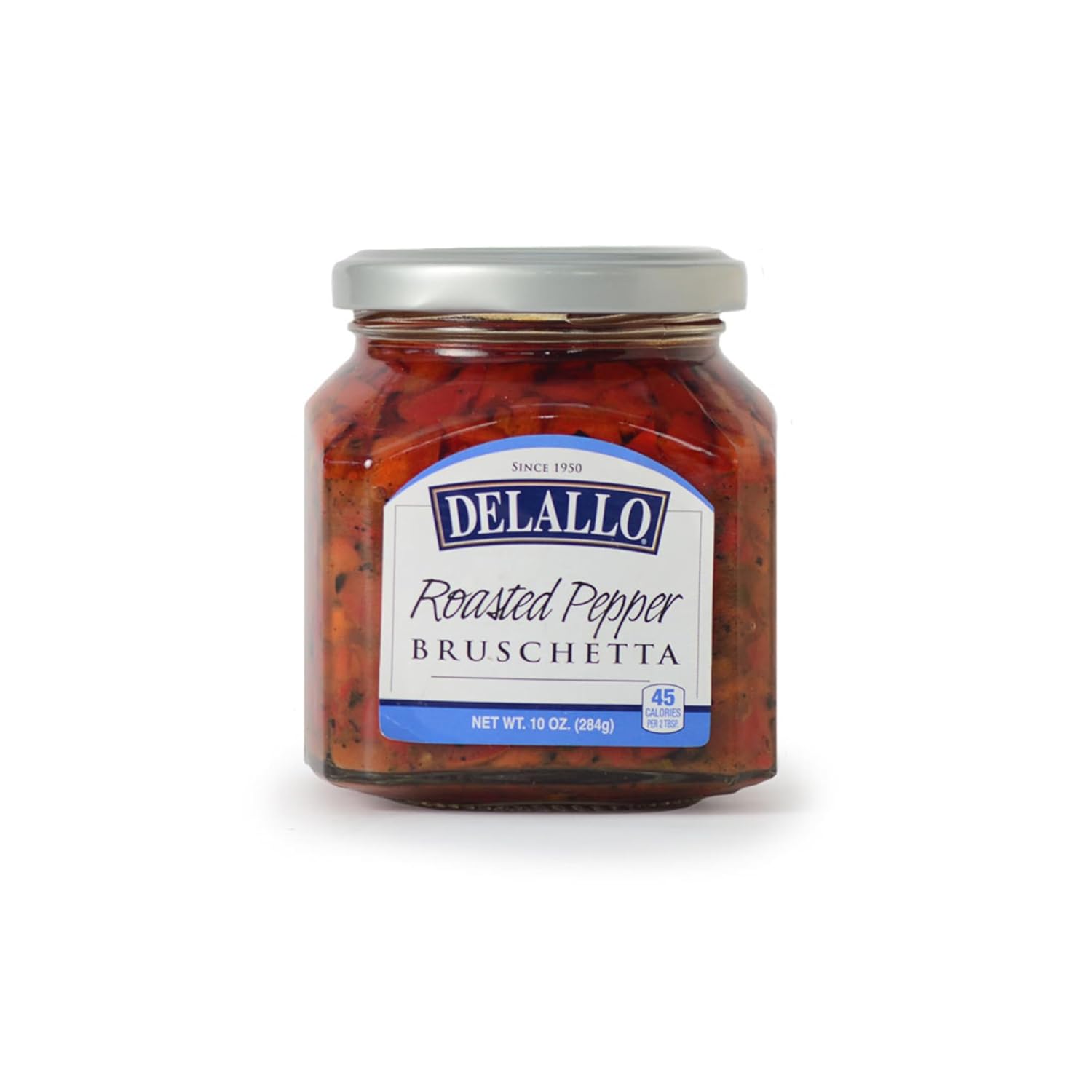 DeLallo Roasted Red Pepper Bruschetta, Gourmet Spread with Sweet Red Bell Peppers in Olive Oil, Non-GMO, Gluten Free, Kosher, Authentic Italian Recipe, 10 oz Jar (6 Pack)