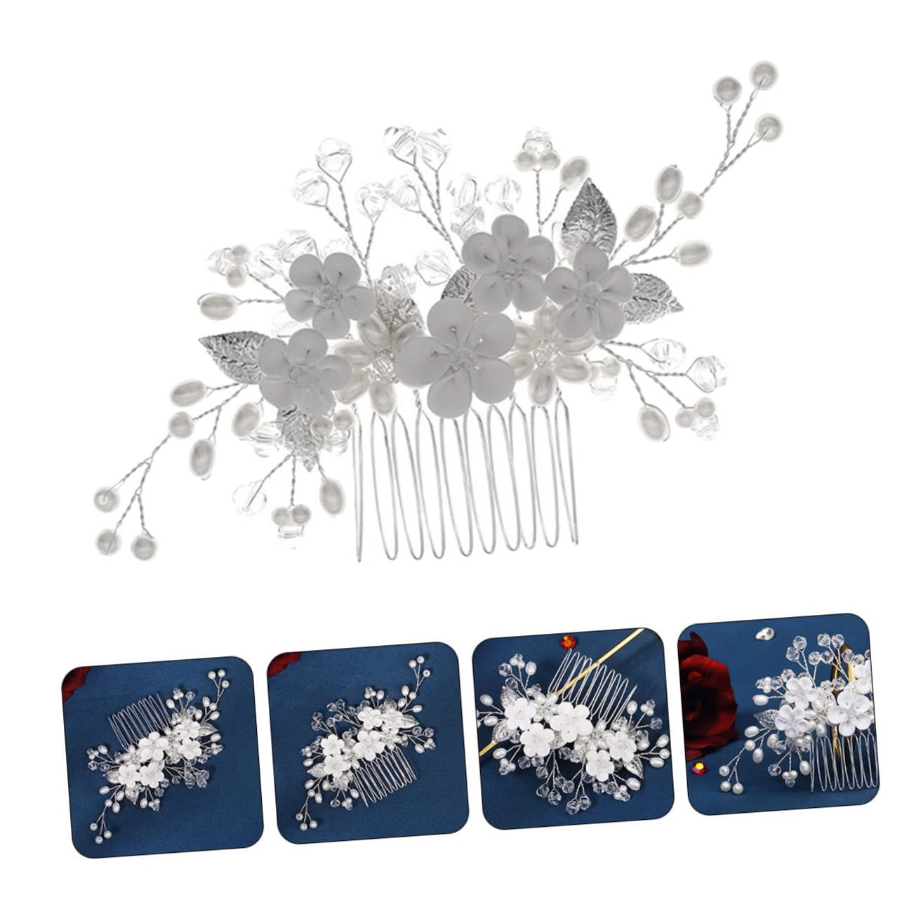 Beavorty 3pcs Bridal Hair Side Comb Rhinestones Elegant Wedding Accessories for Brides Delicate Hair Comb Decoration for Parties Ceremonies Reusable Design for Special Occasions Daily Wear