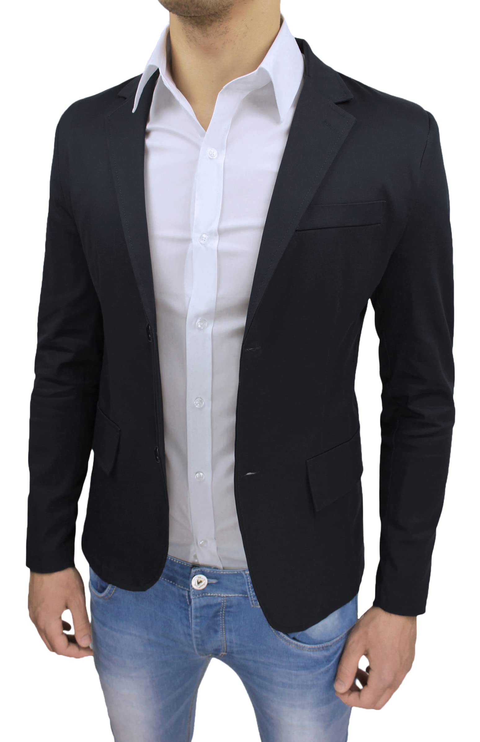 Giacca Uomo Slim Fit in Cotone Blazer Formale Elegante Casual Aderente