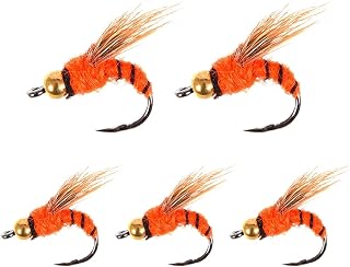 Fliegenfischen Nymphen-Set Trocken/Nass, 5er Kunstköder