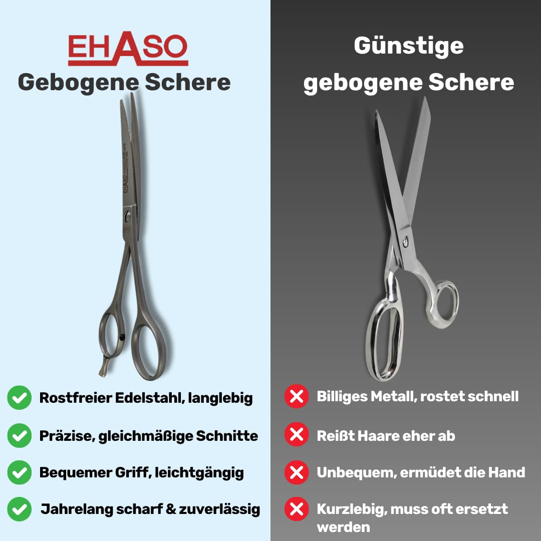 EHASO Gebogene, langlebige Hundeschere Rostfrei, 17 cm matt