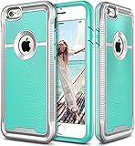 iPhone 6 Case, E LV iPhone 6S Case Hybrid [Scratch/Dust Proof] Armor Defender Slim Shock-Absorption Bumper Case for iPhone 6S/6 - [TEAL/SILVER]