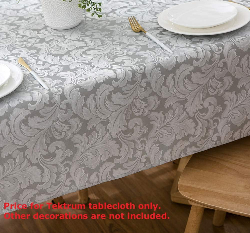 Tektrum Heavy Duty 60 X 120 inch Rectangular Damask Jacquard Tablecloth Table Cover - Waterproof/Spill Proof/Stain Resistant/Wrinkle Free - Great for Banquet, Parties, Dinner, Wedding (Silver Gray)