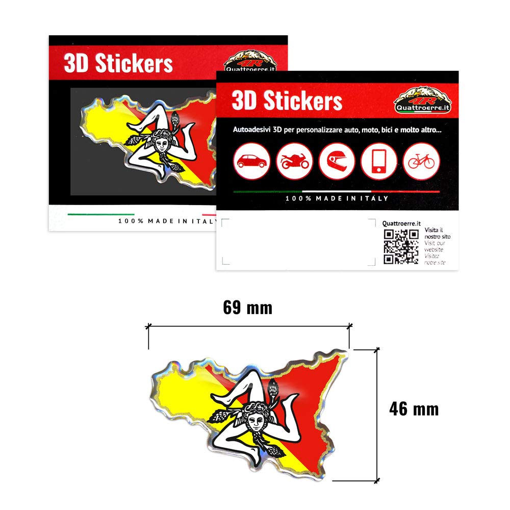 4 Adesivi Auto/Moto – Bandiera Siciliana, Sticker Sicilia 4 Pezzi - Foto 1