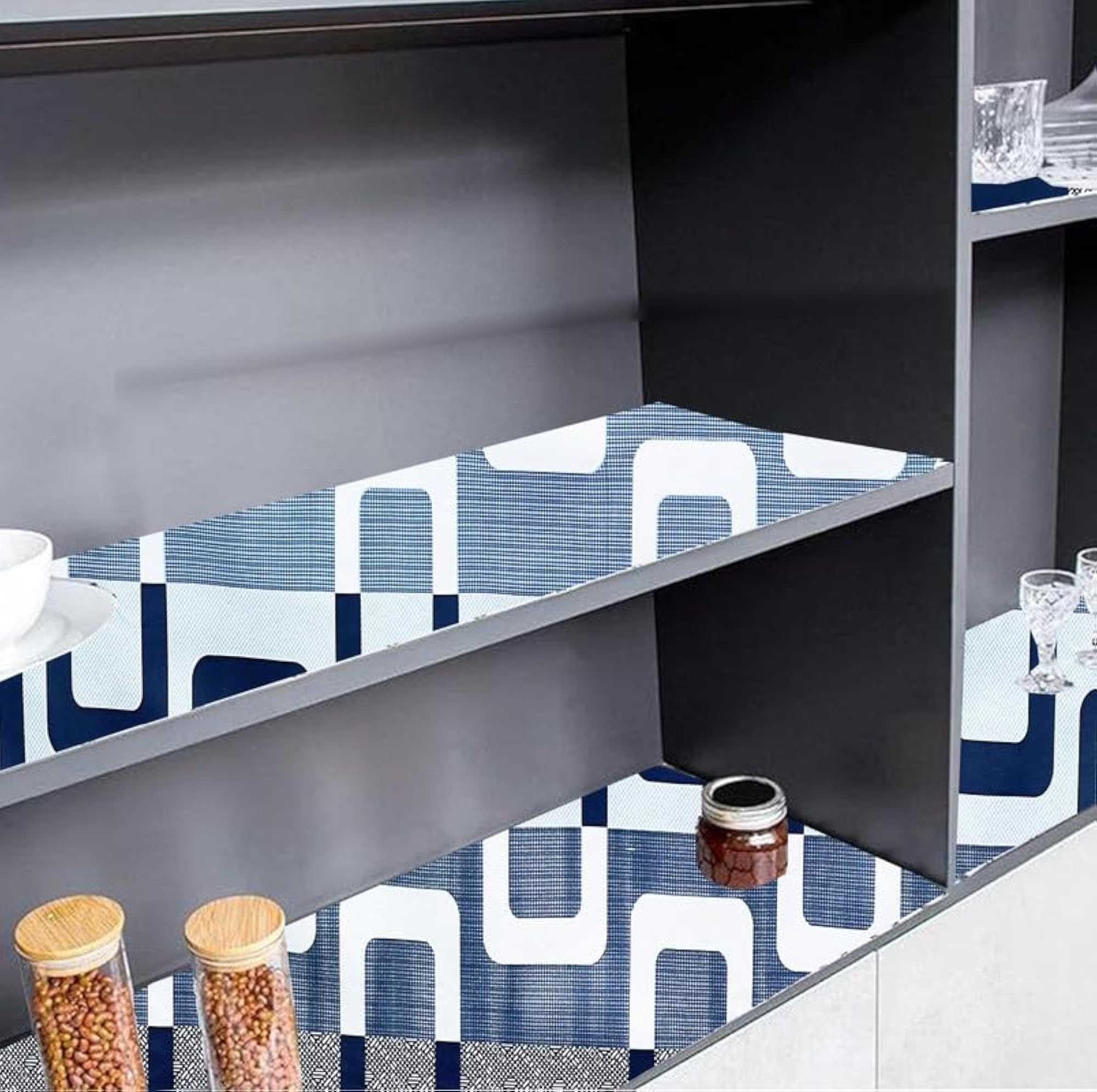 Durable Anti-Slip Shelf Liner, Waterproof Geometric Print