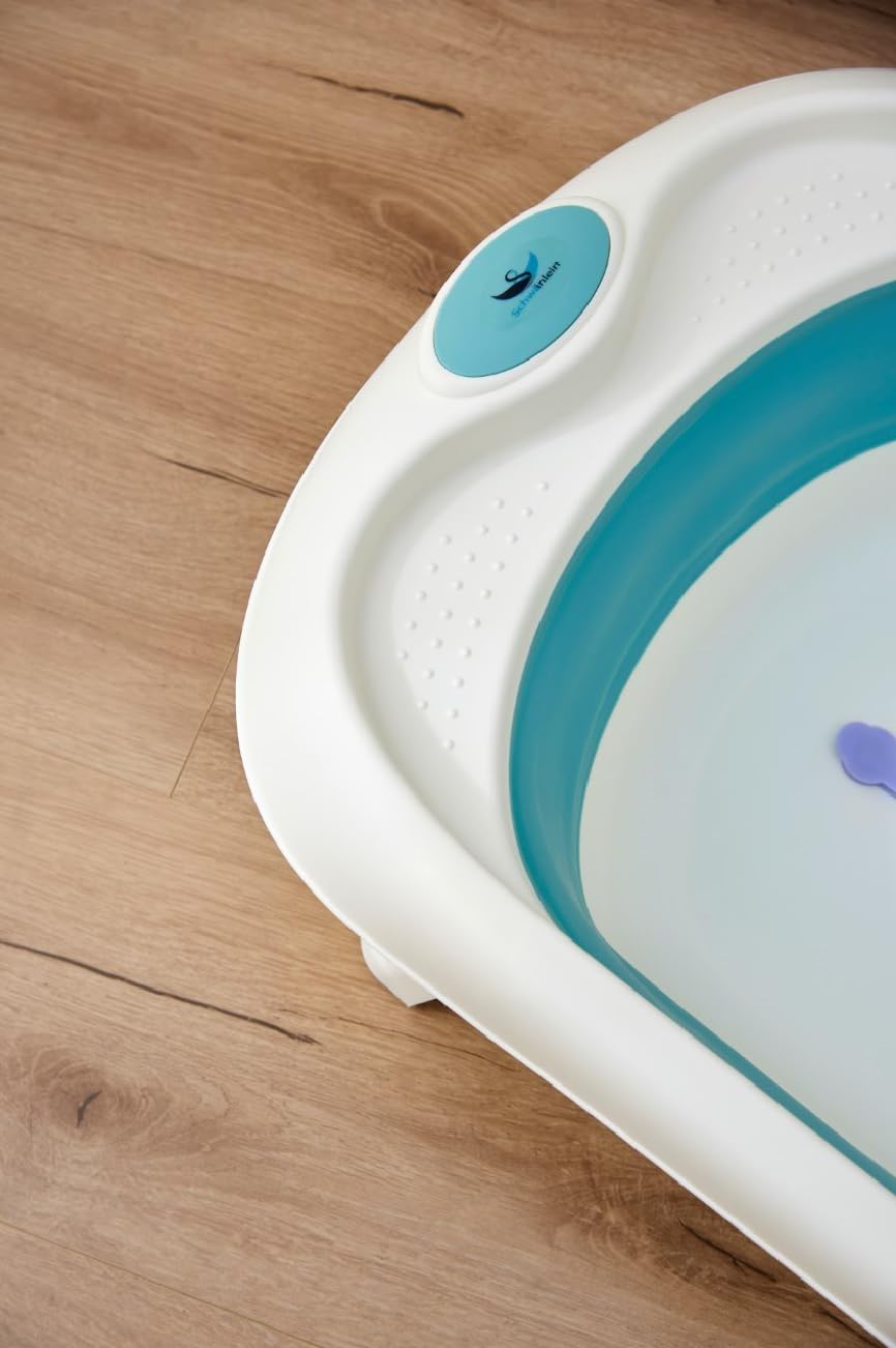 Bañera para bebé con soporte de baño, 81 x 40 x 24 cm, bañera ergonómica con soporte de bañera plegable, bañera plegable antideslizante para recién nacidos, gris
