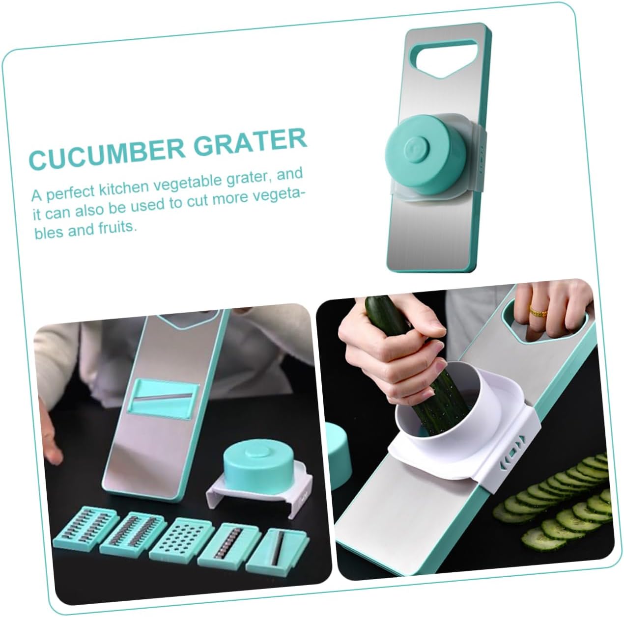 KICHOUSE Stainless Steel Vegetable Slicer Mandoline Potato Cutter French Fry Potato Cutter Grater for Kitchen Ergonomic Handle Easy to Use