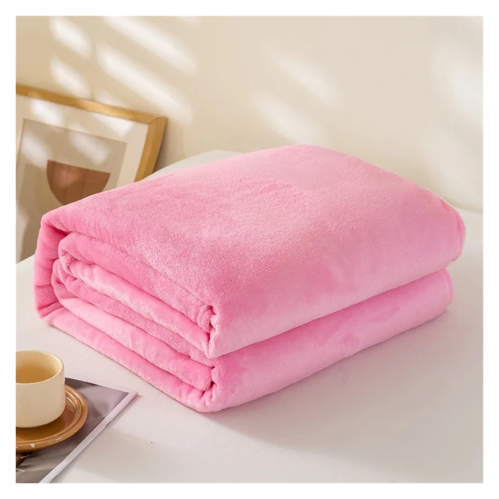 Faux plaid pour canapé rose 200x230 anti-frissons en flanelle fine