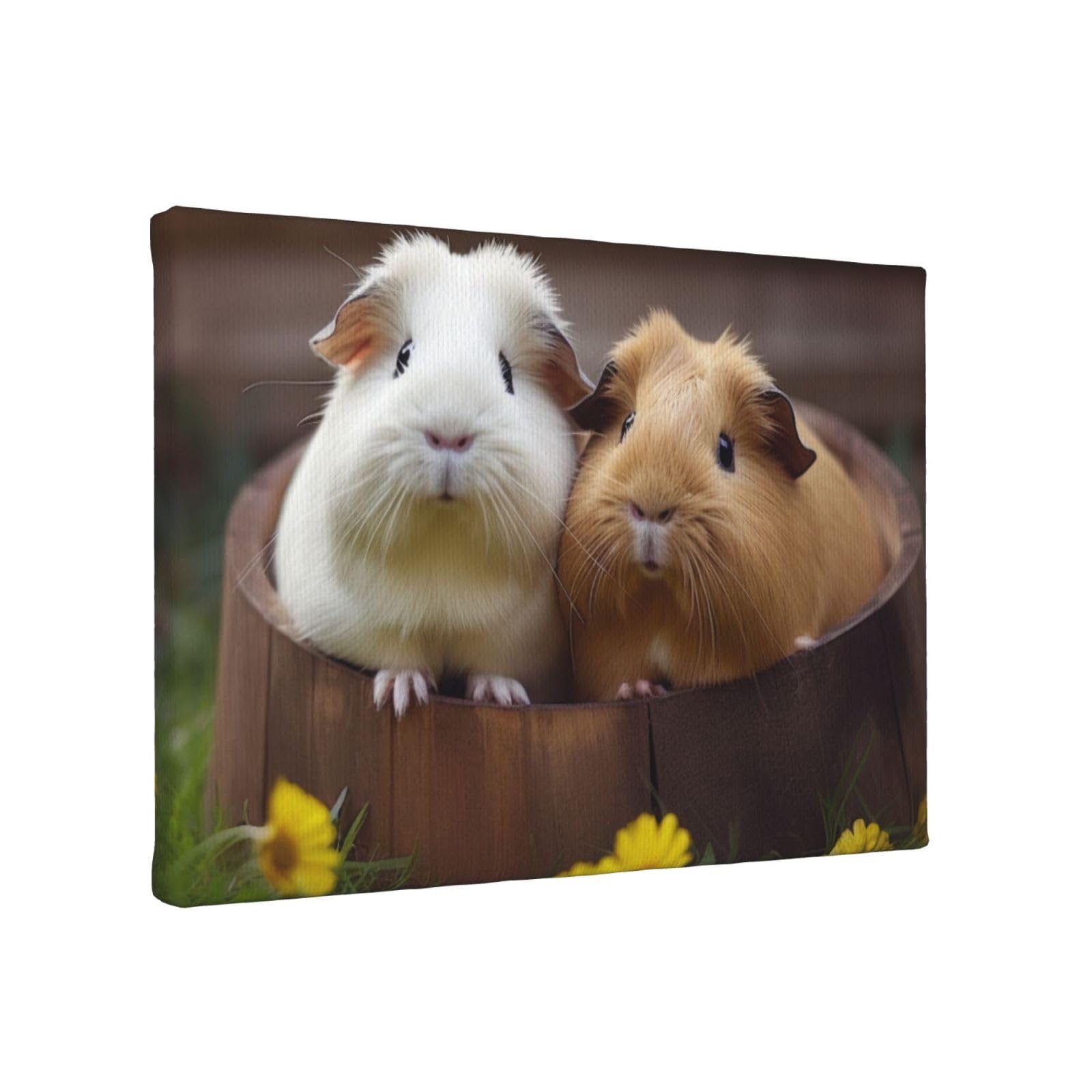 YKLJG Guinea Pigs Printed Wall Art Canvas Painting 30x20 CM Wooden Framed Picture Painting Artwork Prints for Bedroom Kitchen Home Office Decor