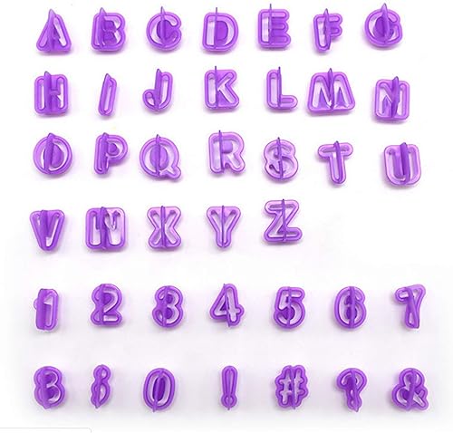 Miniatura 2 de Cortadores de letras de fondant, cortadores del alfabeto, juego de cortador de fondant de letras y números, 40 piezas, moldes de fondants para