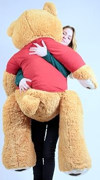 Giant Valentine Teddy Bear Five Feet Tall Soft Plush Wears Tshirt That says Happy Valentines Day
