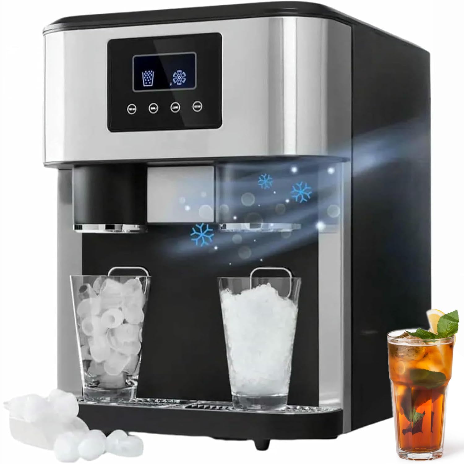 Máquina para Fabricar Hielo Comercial, Producción Rápida De Hielo En 9 Minutos, Capacidad De 18 Kg/24 H, Diseño Compacto De Encimera para Uso En Casa, Oficina Y Bar.