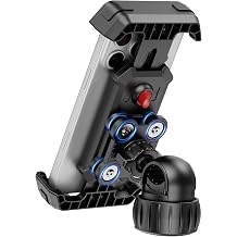 Wallke Motorcycle Phone Mount w/Dual Vibration Dampener & Anti-Theft Lock, Anti-Shake Bike Phone Holder, 360 Rotate Handlebar Ebike Phone Holder for Scooter Dirt Bike ATV, Fit 4.7-7 All Smartphone