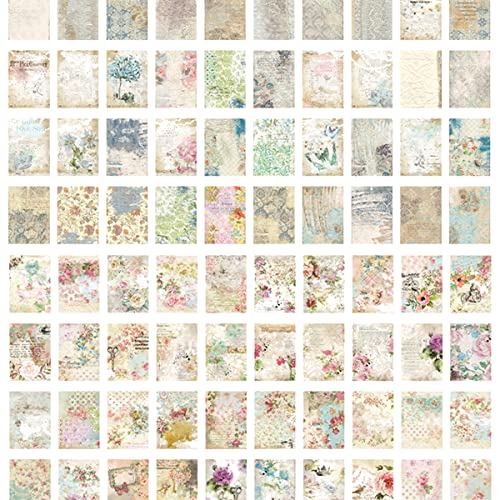SIBLYMONA 200 Pcs Deco Papers for Scrapbooking 3.9*5.5in (Flower)