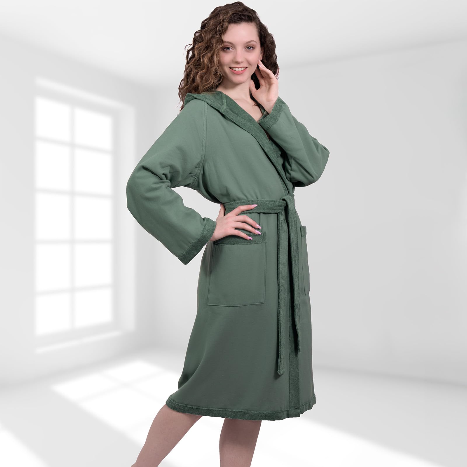 nice homeit Accappatoio Donna e Uomo in Spugna 100% Cotone - Accappatoio Super Assorbente con Cappuccio - Morbido, Leggero, Anti-Pilling, Made in Italia