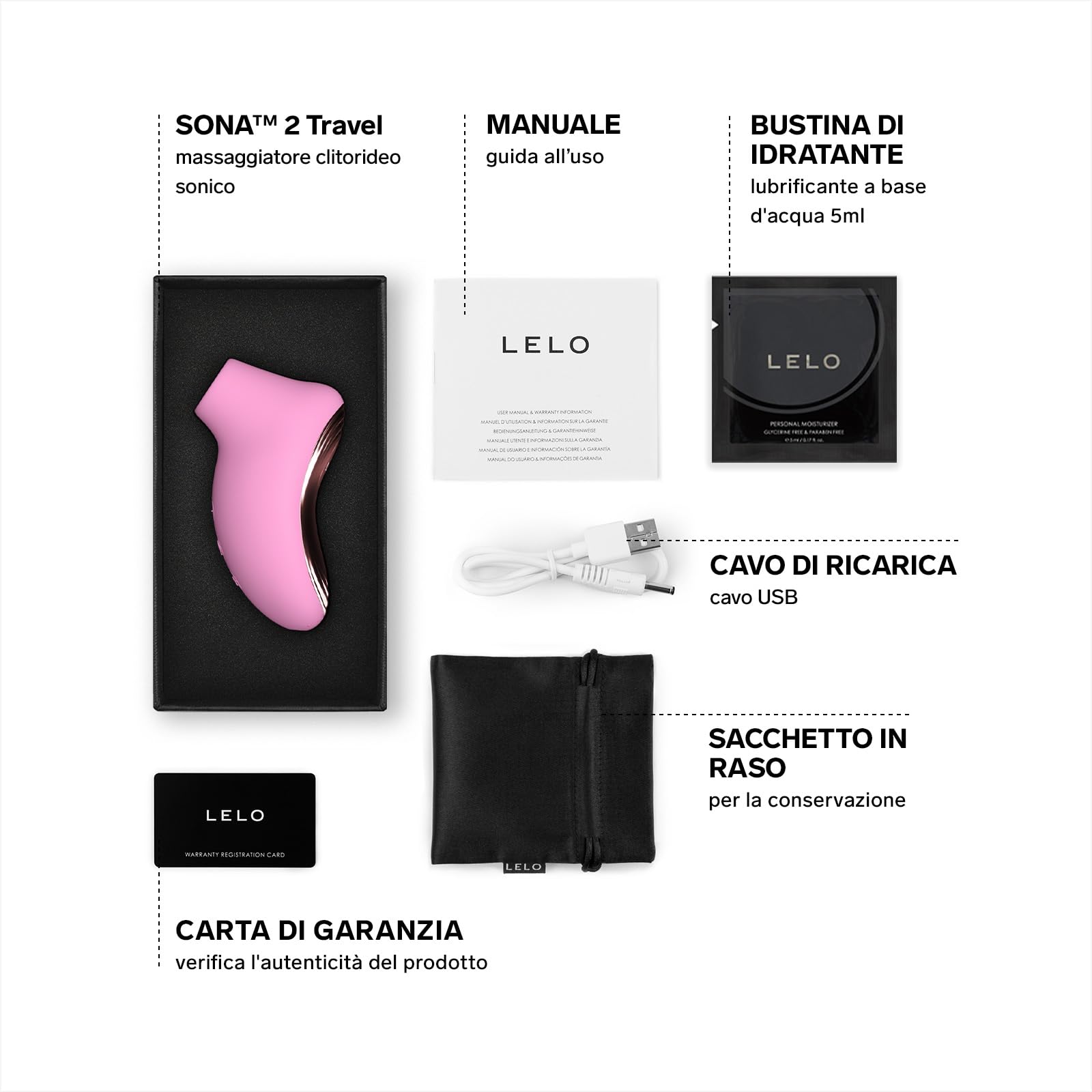 LELO SONA 2 Travel Vibratore Femminile Succhia Clitoride per Donna con 12 Modalità di Piacere e Tecnologia Sonic Wave, Sex Toy, Vibratore per Donna, Pink