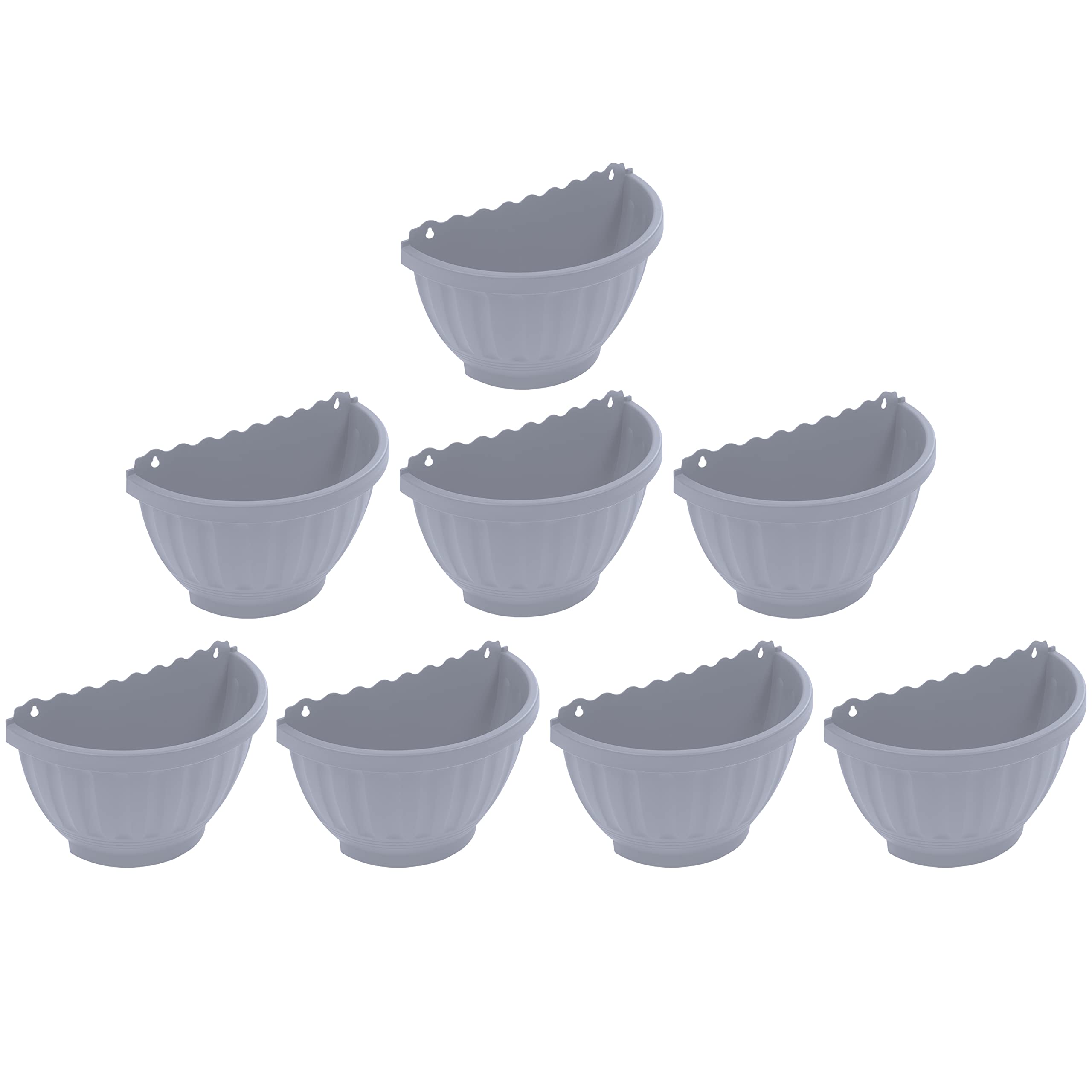 M1ss Etruscan Set Of 8 - Wall Basket Soft Grey Flower Pot Hanging Planter Garden Plant Container Indoor Or Outdoor Home Decoration
