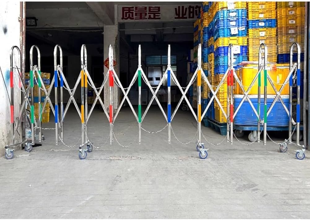 Stainless Steel Expandable Barrier/Railing - Mobile Safety Fence for Nurseries Schools & Shopping Centers (1.2x10m) - Durable & Versatile Crowd Control ution