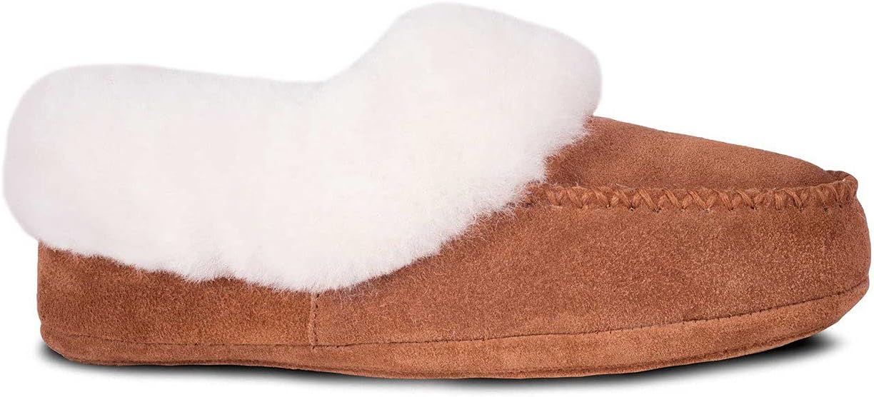 Cloud Nine Women’s Australian Sheepskin Booties for Women - Cowhide Suede Upper, Leather & Rubber Sole Women's Slippers