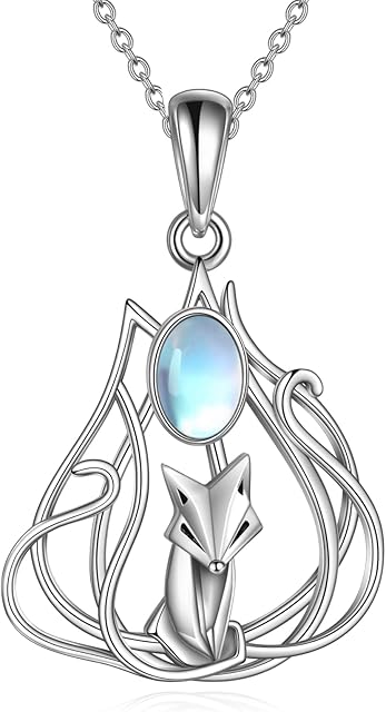 TOUPOP Fox Necklace for Women Sterling Silver Fox Pendant Jewelry with Moonstone Fox Gifts for Girls Birthday Christmas Gifts for Women