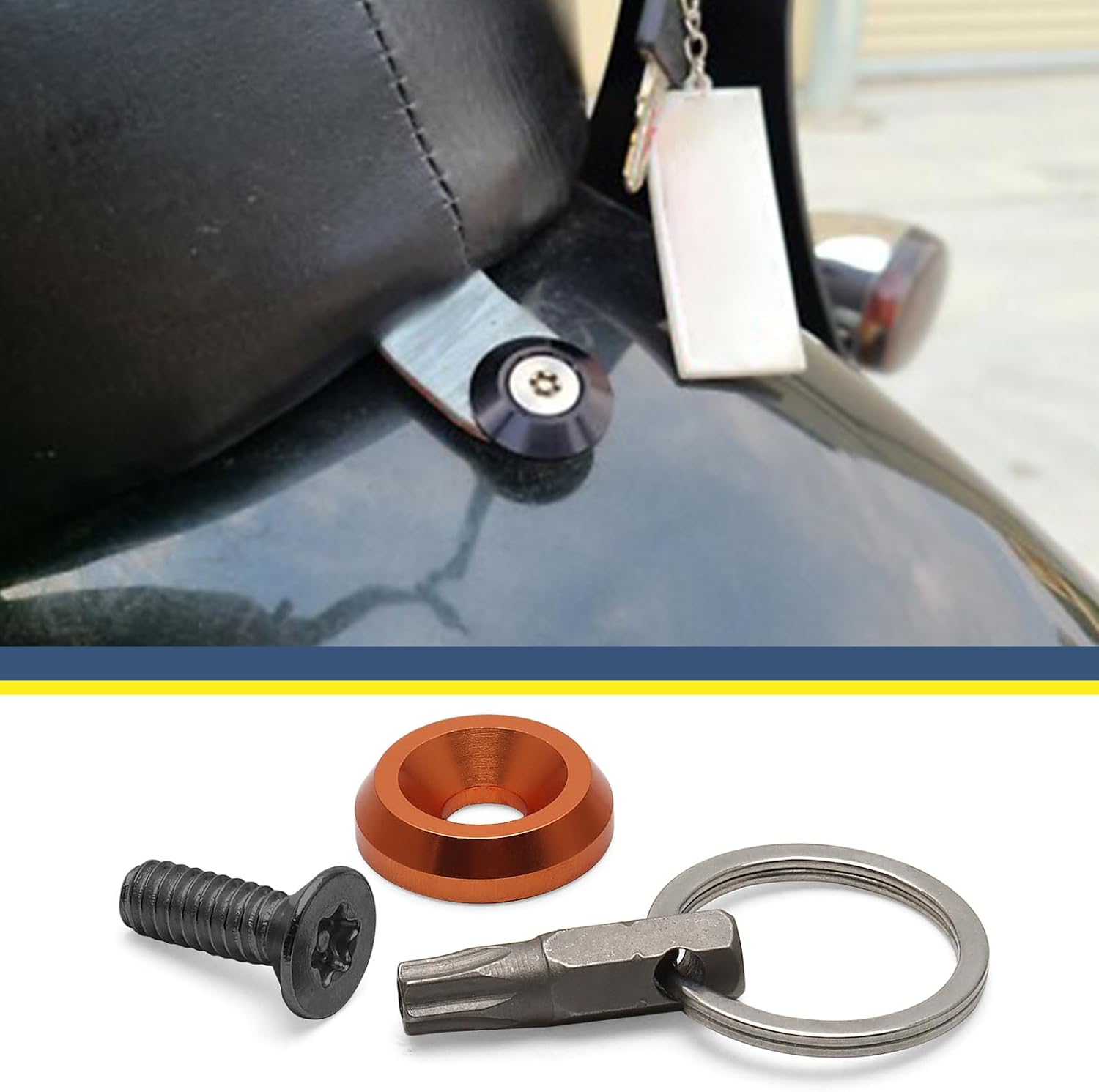 Seat Bolt Screw 1/4"-20 Thread for Harley 1996-2025 Sportster 883 Touring Roadking Road Glide Street Glide Ultra Glide Softail Dyna Street Bob Fatbob (Orange)