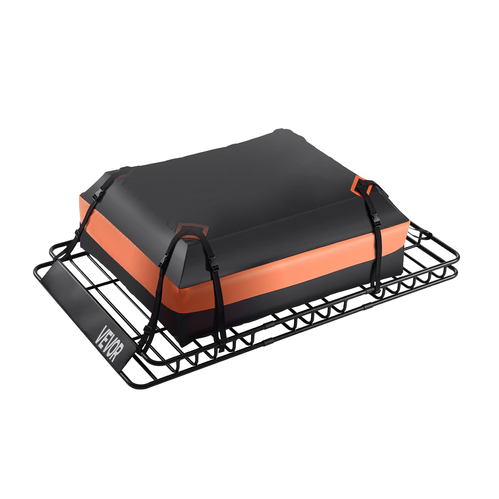 VEVOR Cesta para Portaequipajes de Techo 162,5x99x10,5 cm Soporte de Equipajes Universal con Bolsa de Carga 112x87x26 cm Correas de Trinquete Carga Máxima de 113,4 kg para SUV, Camión, Coche