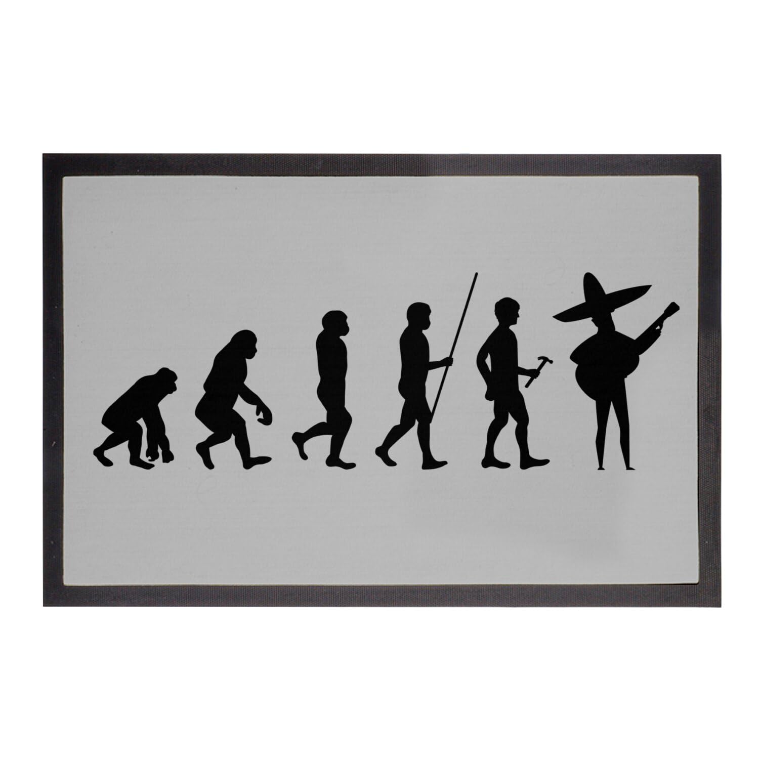 Paillasson Gris Anti-Saleté 60x40cm - Tapis Motif Mariachi Musique Mexique
