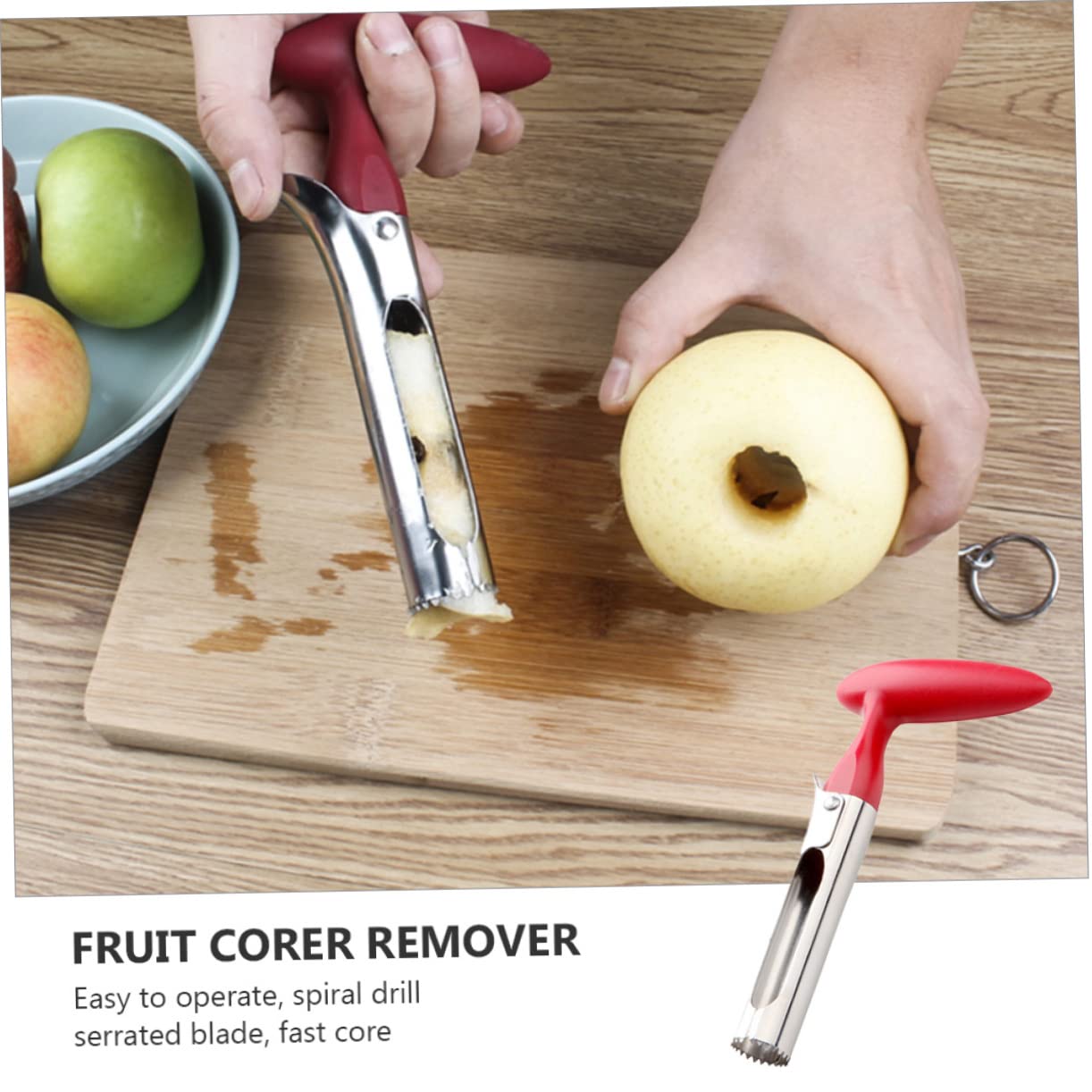 SOLUSTRE 1Pc Fruit Corer Tool Efficient Apple Core Remover for Kitchen Use for Cupcakes Pastries Red Design Kitchen Gadget for Home