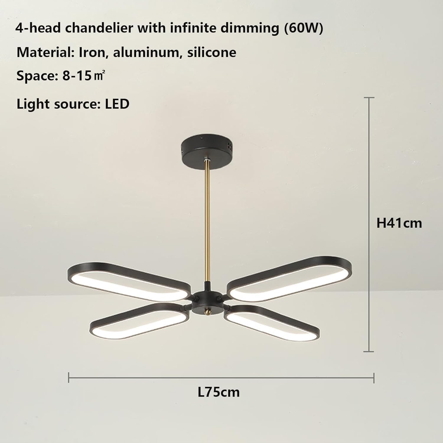 Nowoczesna lampa wisząca LED z pilotem zdalnego sterowania, idealna do salonu, jadalni, biura, kuchni lub kącika do czytania (kolor: 4 lwx