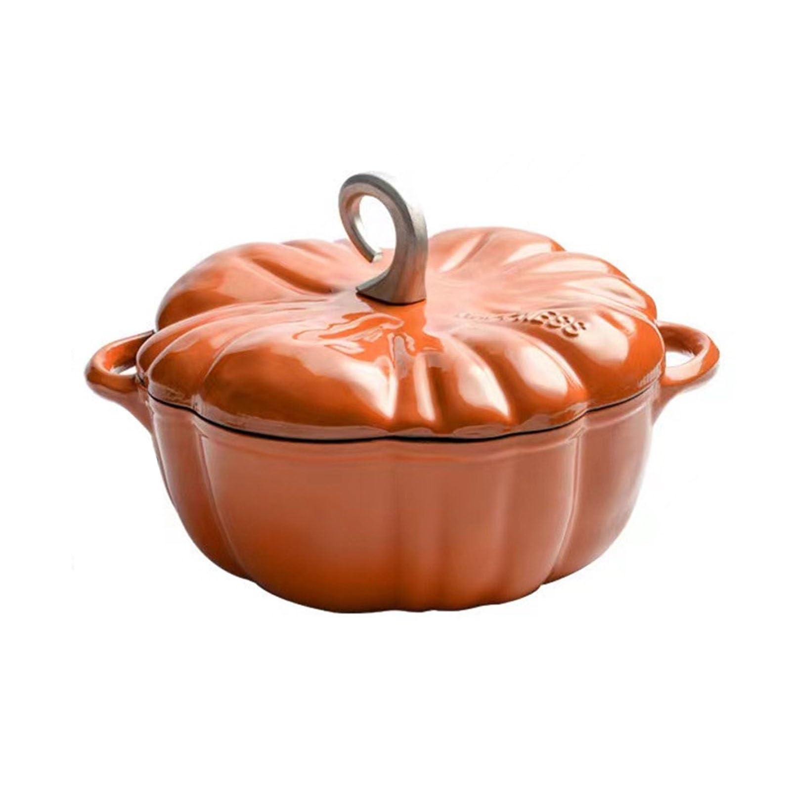 Cocotte Fonte émaillée En Forme De Citrouille Avec Couvercle Multifonctionnelle Maison Cocotte En Fonte CuisinièRe à Induction Universelle(Orange-25cm)
