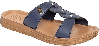 BELLA Women Fashion Flat Slip On Navy Sandal | Durable | Stylish | Comfortable | Slip Resistant | Lightweight and Breathable