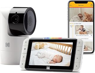 KODAK Cherish C525 Non-IR WiFi Video Baby Monitor with Full Room View, Parent Unit for Constant Monitoring and App Quick Check-ins